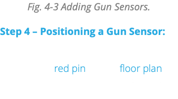 Fig. 4-3 Adding Gun Sensors. Step 4 – Positioning a Gun Sensor: Once added, the Gun Sensor will appear as a red pin on the floor plan, which can be dragged to the desired position.